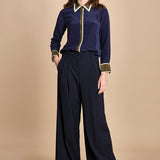 camicia con collo e polsi a contrasto CR_3069T NAVY bodice 
