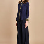 camicia con collo e polsi a contrasto CR_3069T NAVY bodice 