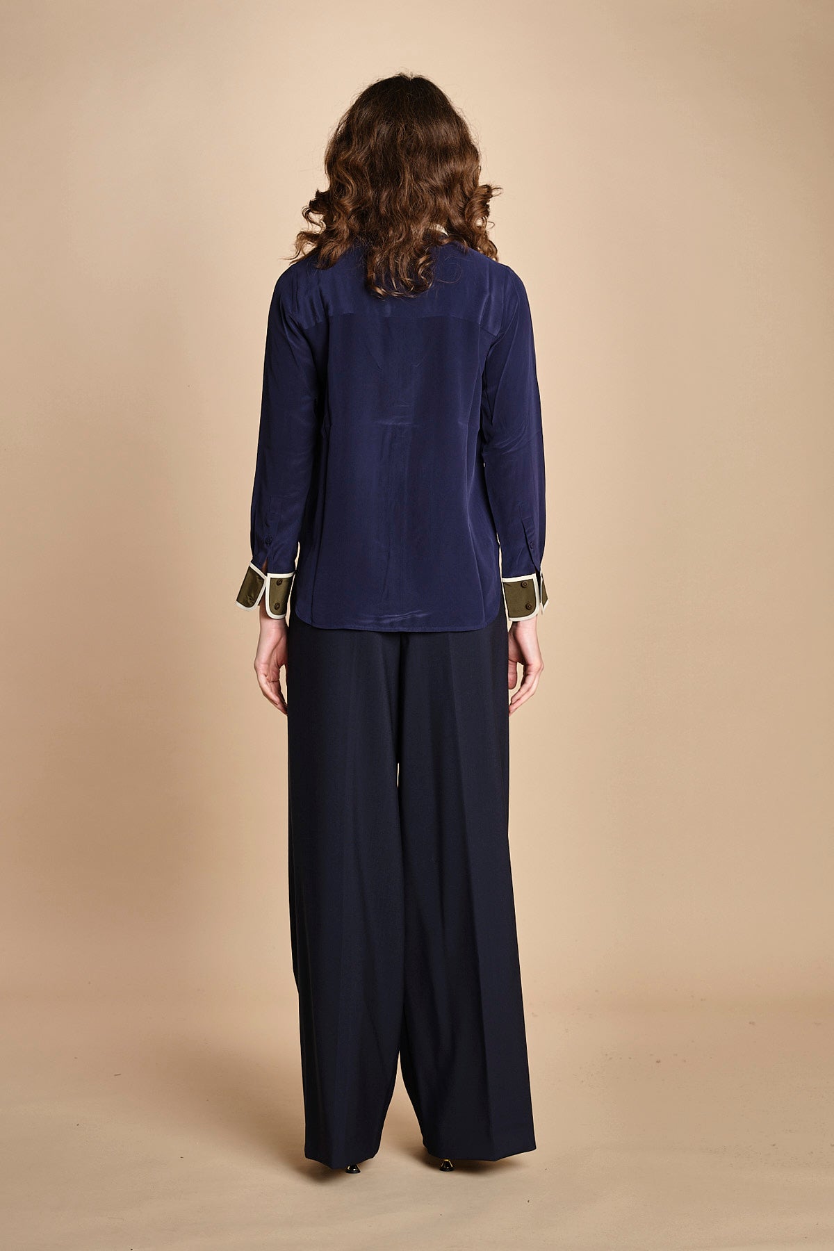 camicia con collo e polsi a contrasto CR_3069T NAVY bodice 