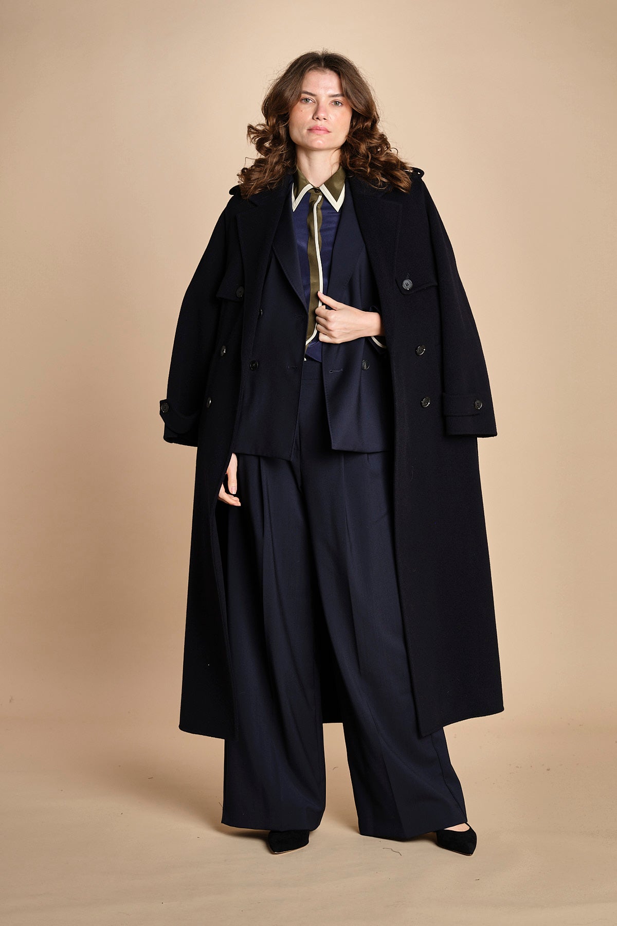 camicia con collo e polsi a contrasto CR_3069T NAVY bodice 