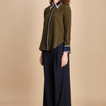 camicia con collo e polsi a contrasto CR_3069T OLIVE bodice 