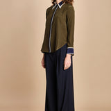 camicia con collo e polsi a contrasto CR_3069T OLIVE bodice 