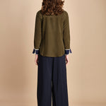 camicia con collo e polsi a contrasto CR_3069T OLIVE bodice 