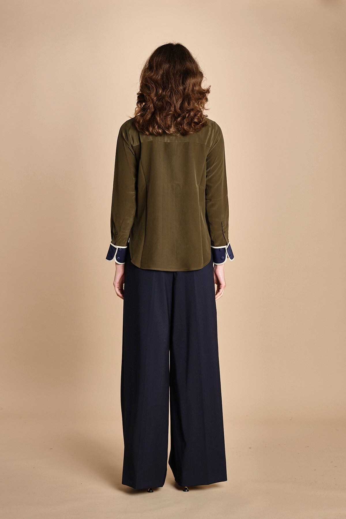 camicia con collo e polsi a contrasto CR_3069T OLIVE bodice 