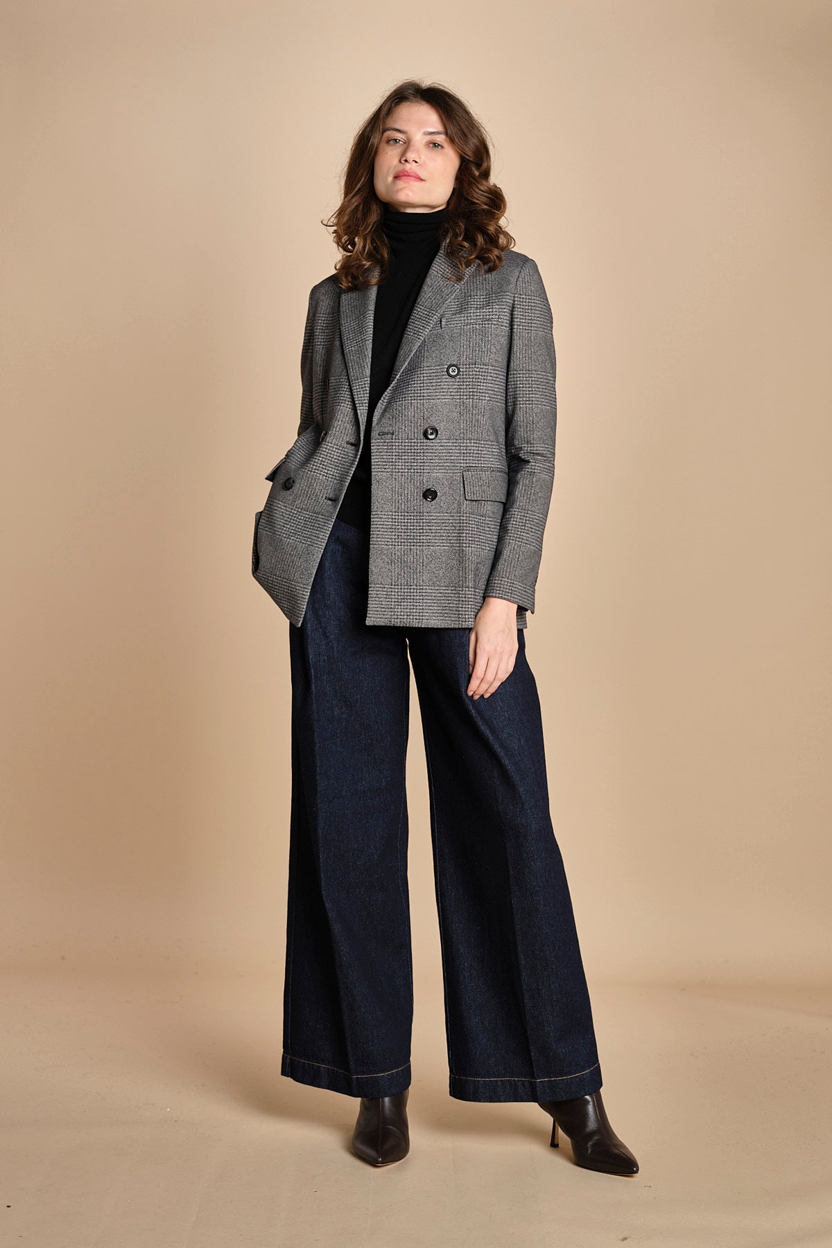 blazer doppiopetto in jersey galles 3679 NERO circolo 1901 