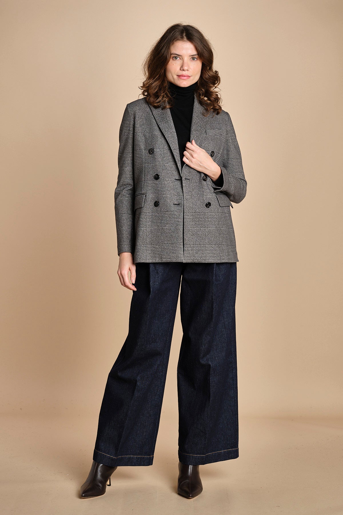 blazer doppiopetto in jersey galles 3679 NERO circolo 1901 