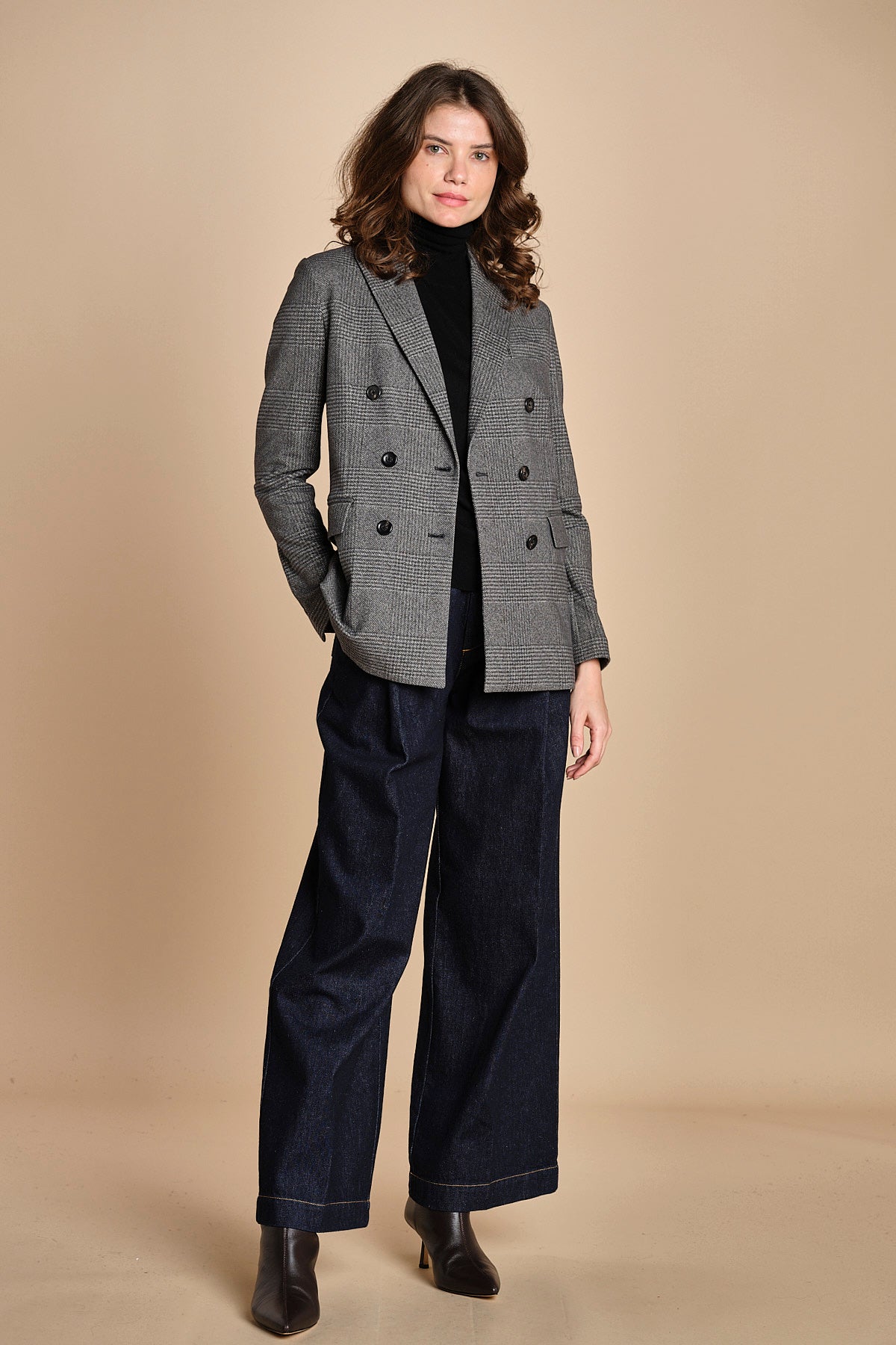 blazer doppiopetto in jersey galles 3679 NERO circolo 1901 