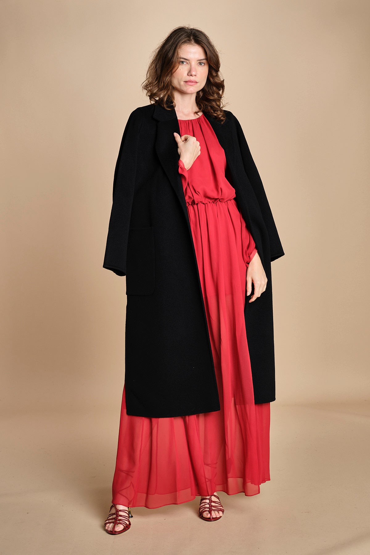 abito lungo in chiffon ATENE RED crida 