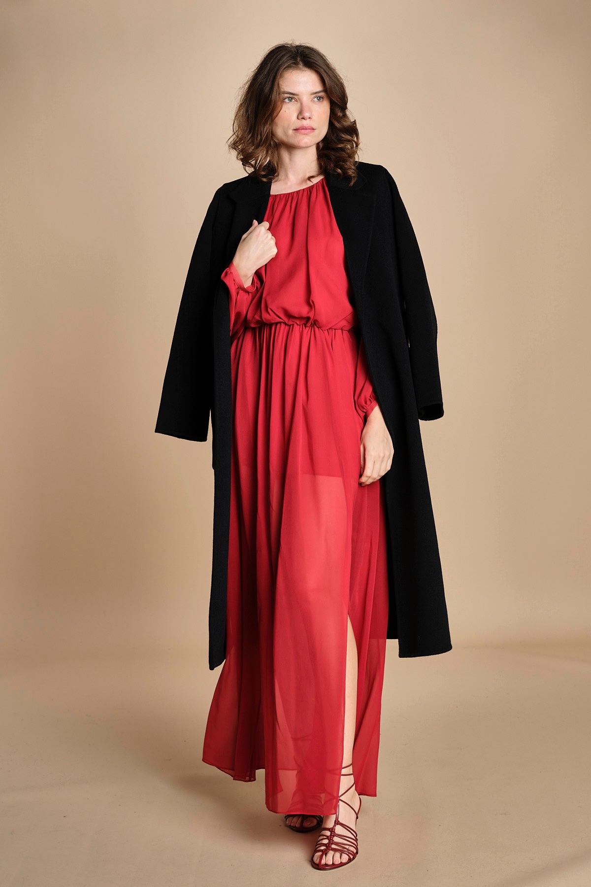 abito lungo in chiffon ATENE RED crida 
