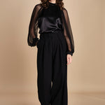 camicia raso e chiffon LISBONA BLACK crida 