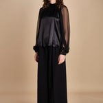 camicia raso e chiffon LISBONA BLACK crida 
