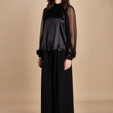 camicia raso e chiffon LISBONA BLACK crida 