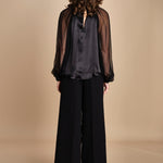 camicia raso e chiffon LISBONA BLACK crida 