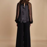 camicia raso e chiffon LISBONA BLACK crida 