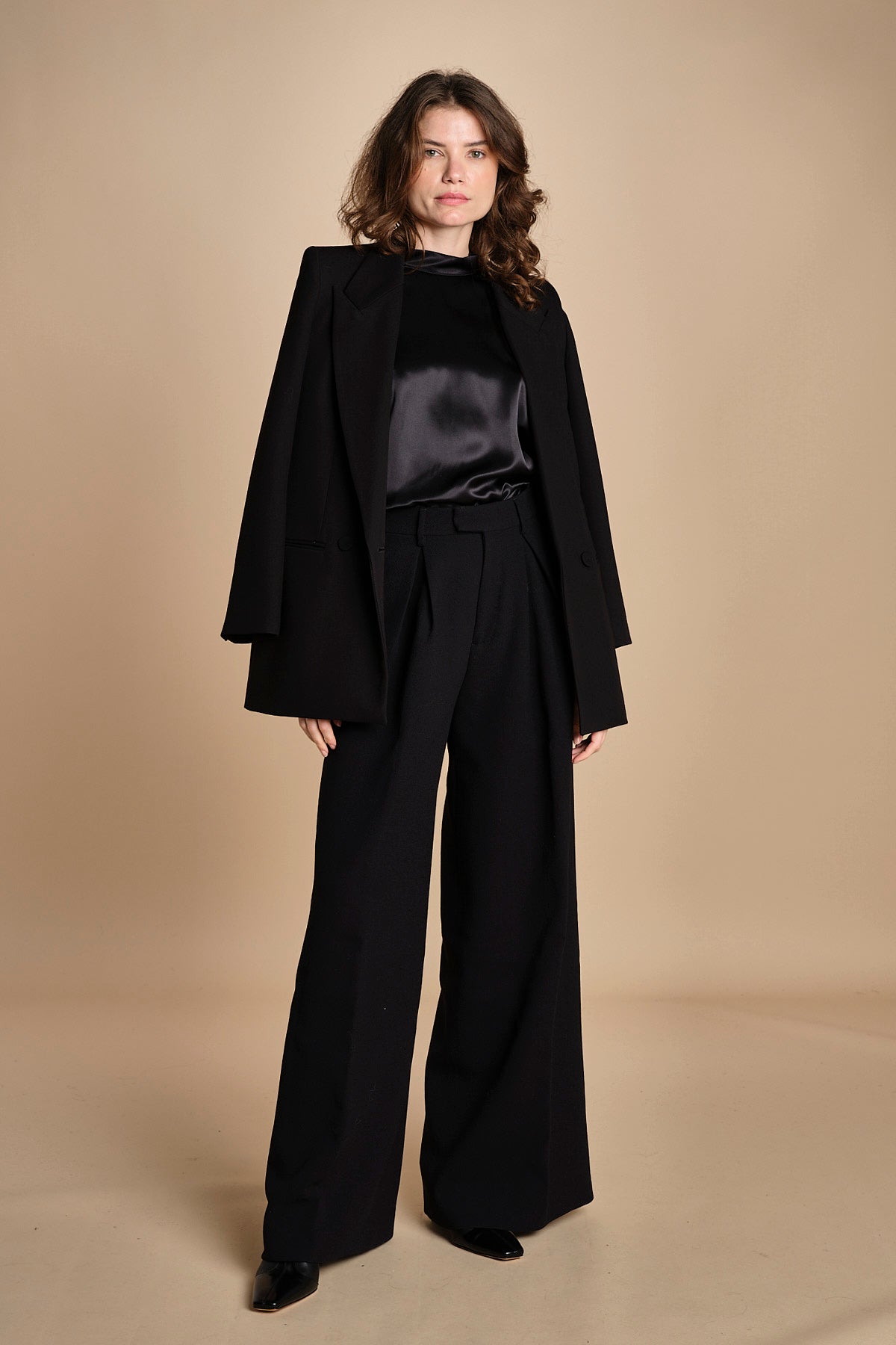 camicia raso e chiffon LISBONA BLACK crida 