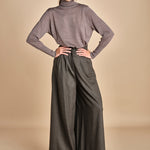pantalone in flanella con cuciture T1406L VERDE dusan 