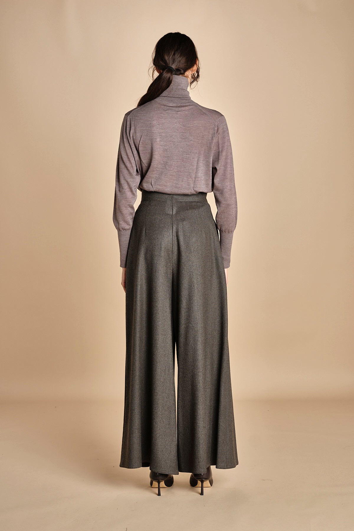 pantalone in flanella con cuciture T1406L VERDE dusan 