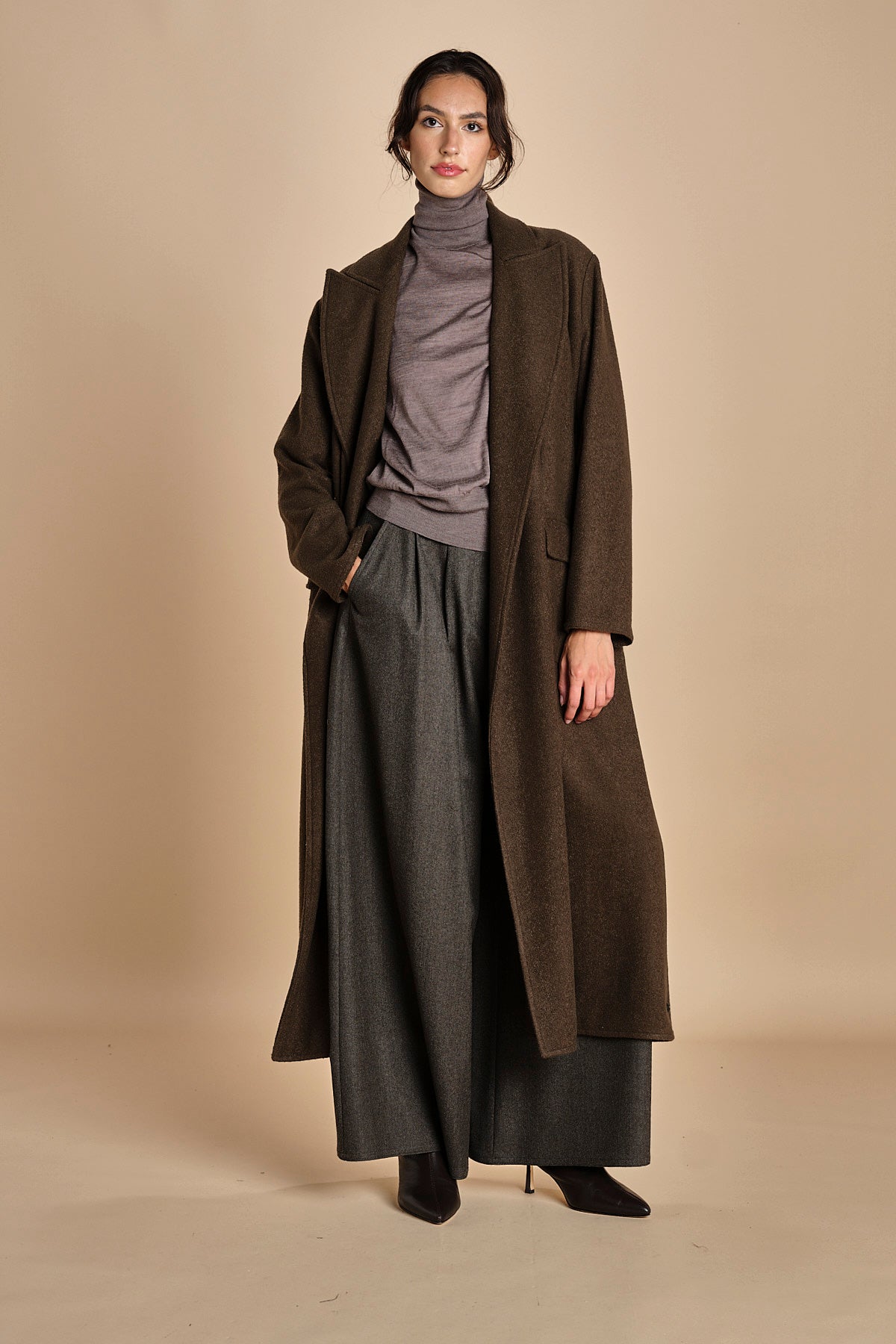 pantalone in flanella con cuciture T1406L VERDE dusan 