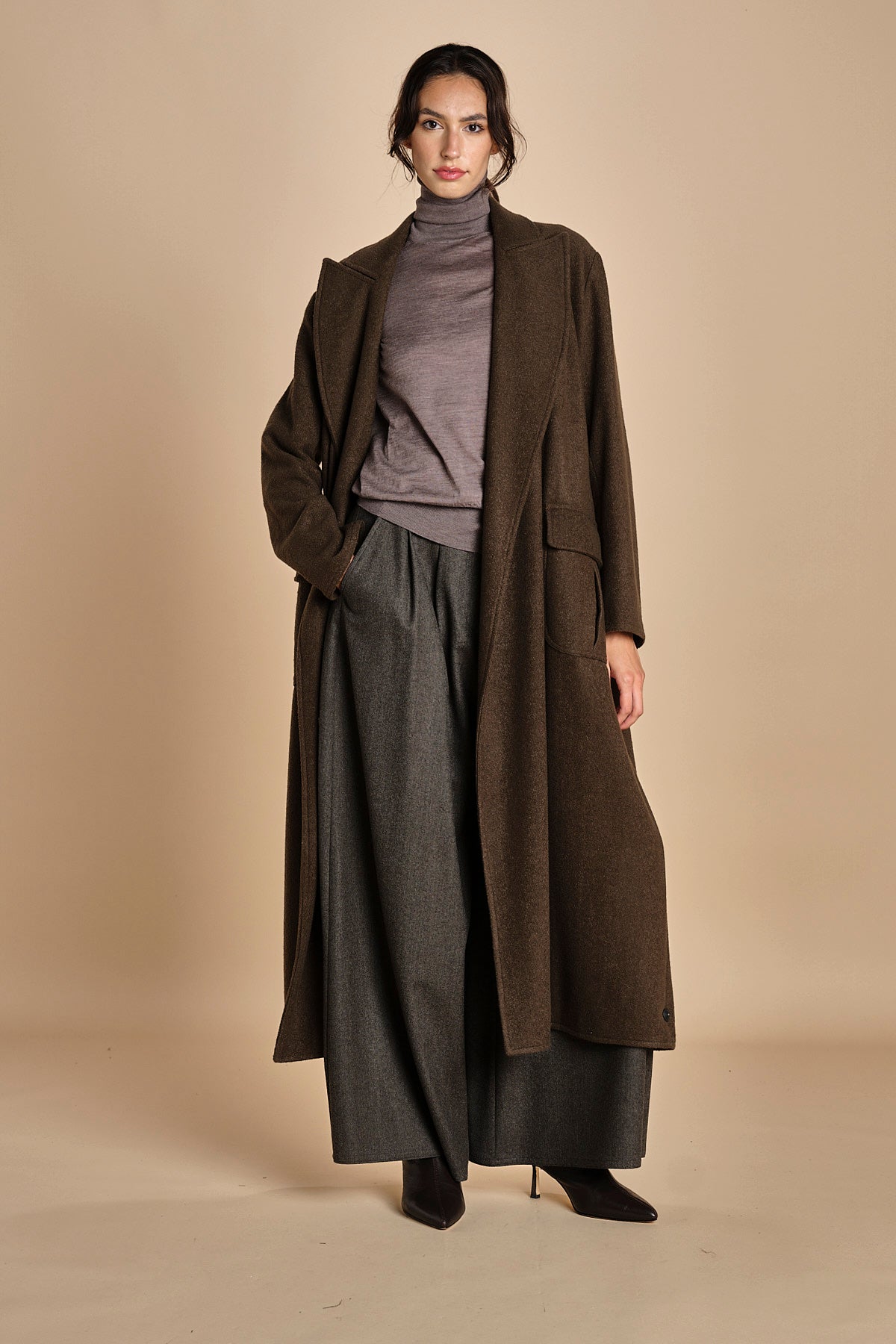 pantalone in flanella con cuciture T1406L VERDE dusan 