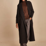 cappotto lungo in cachemire spinato T5955 MORO dusan 