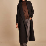 cappotto lungo in cachemire spinato T5955 MORO dusan 