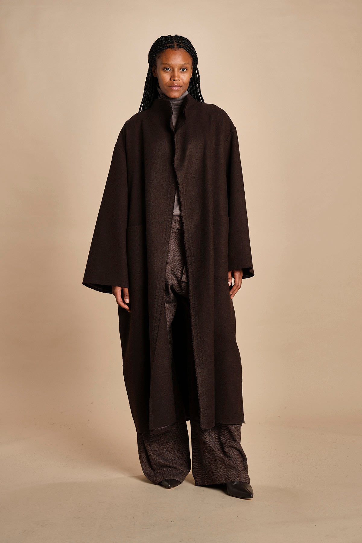 cappotto lungo cimosato T8734U MORO dusan 