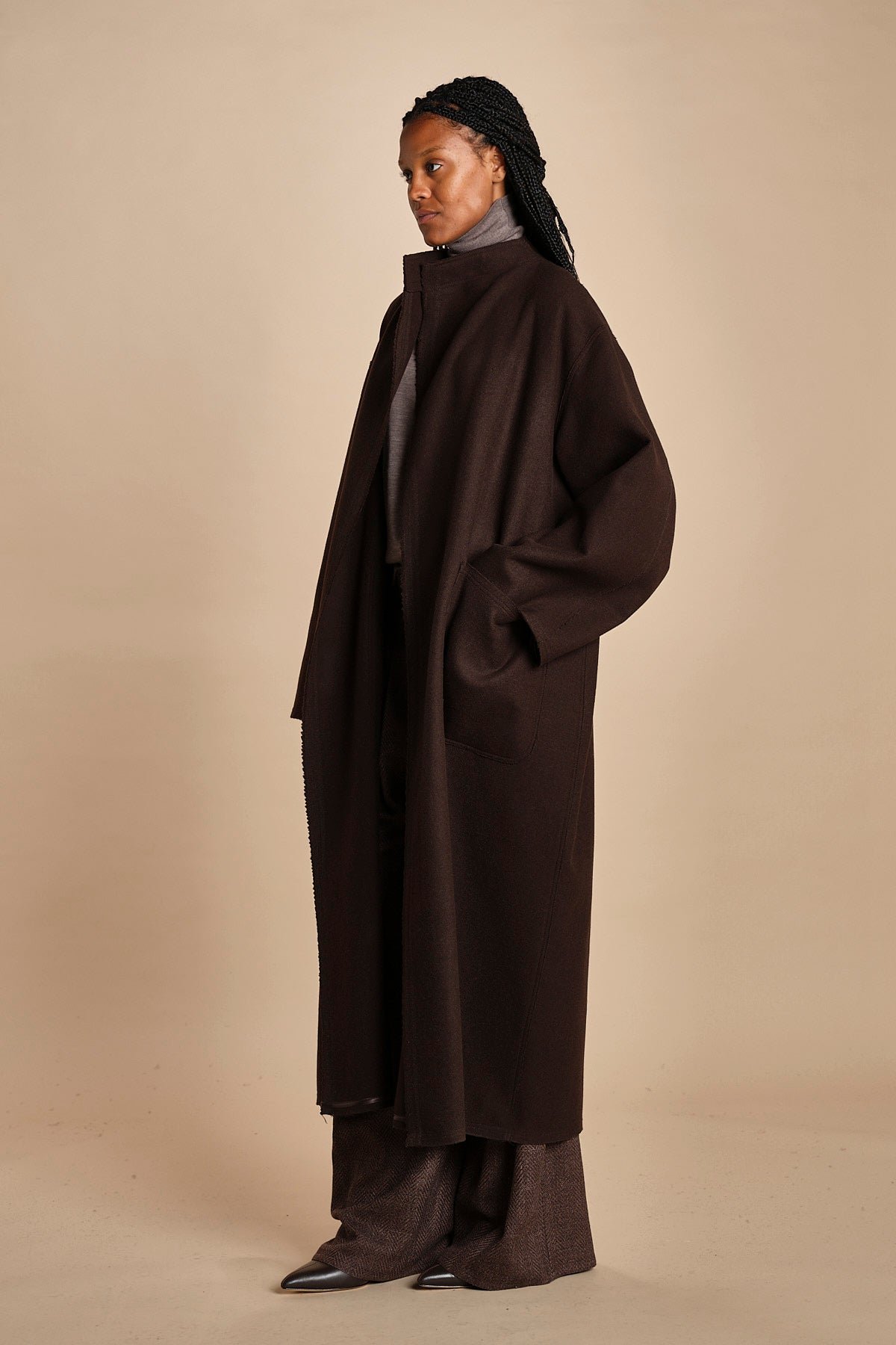 cappotto lungo cimosato T8734U MORO dusan 