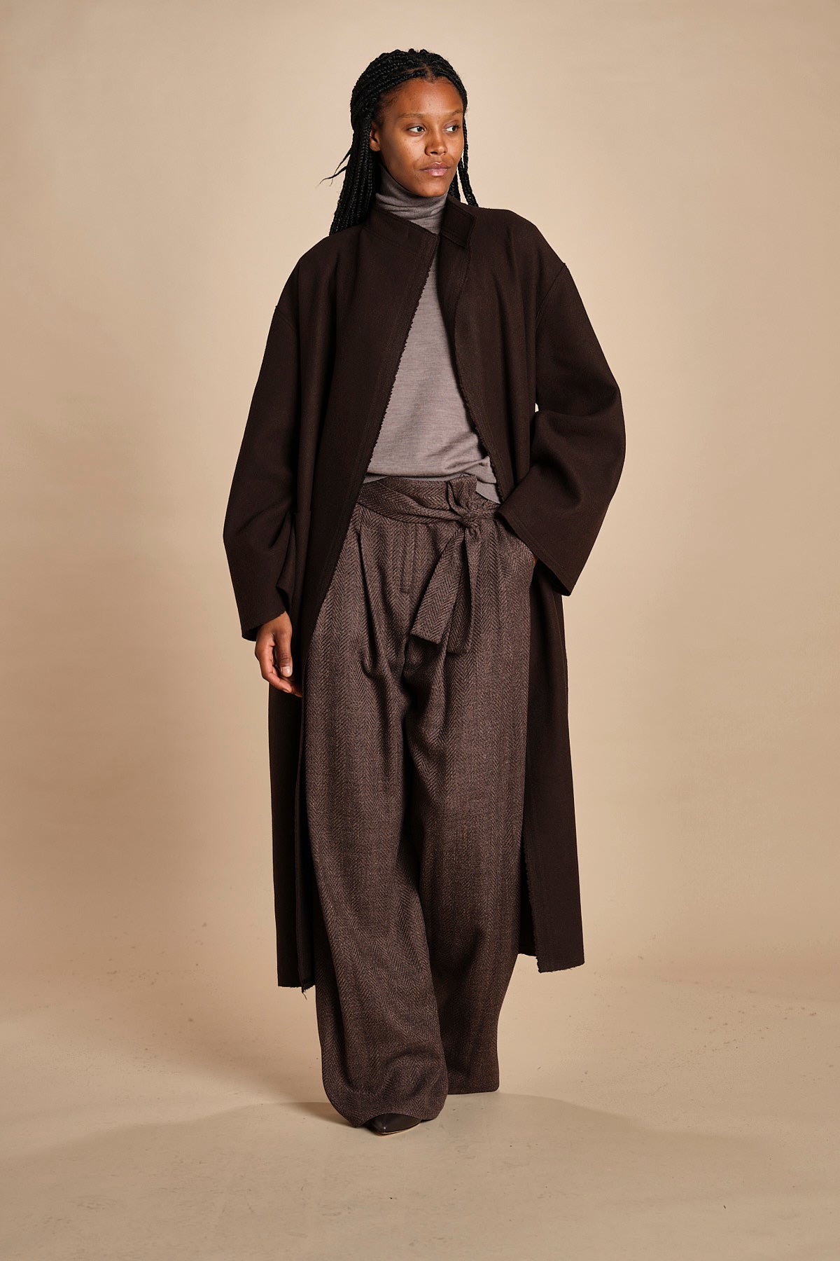 cappotto lungo cimosato T8734U MORO dusan 