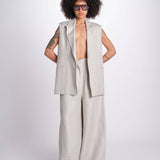 gilet in lino U2929 NATURAL dusan 