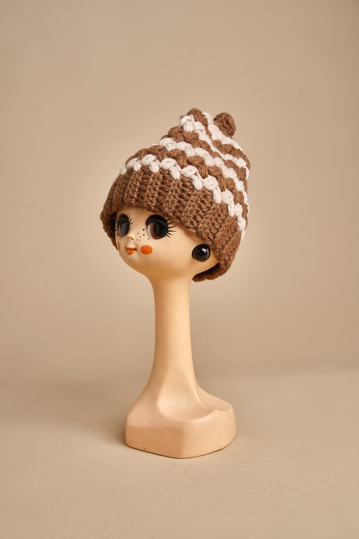 cappello lana a righe con pon pon H520 V7 exQUISITEJ 