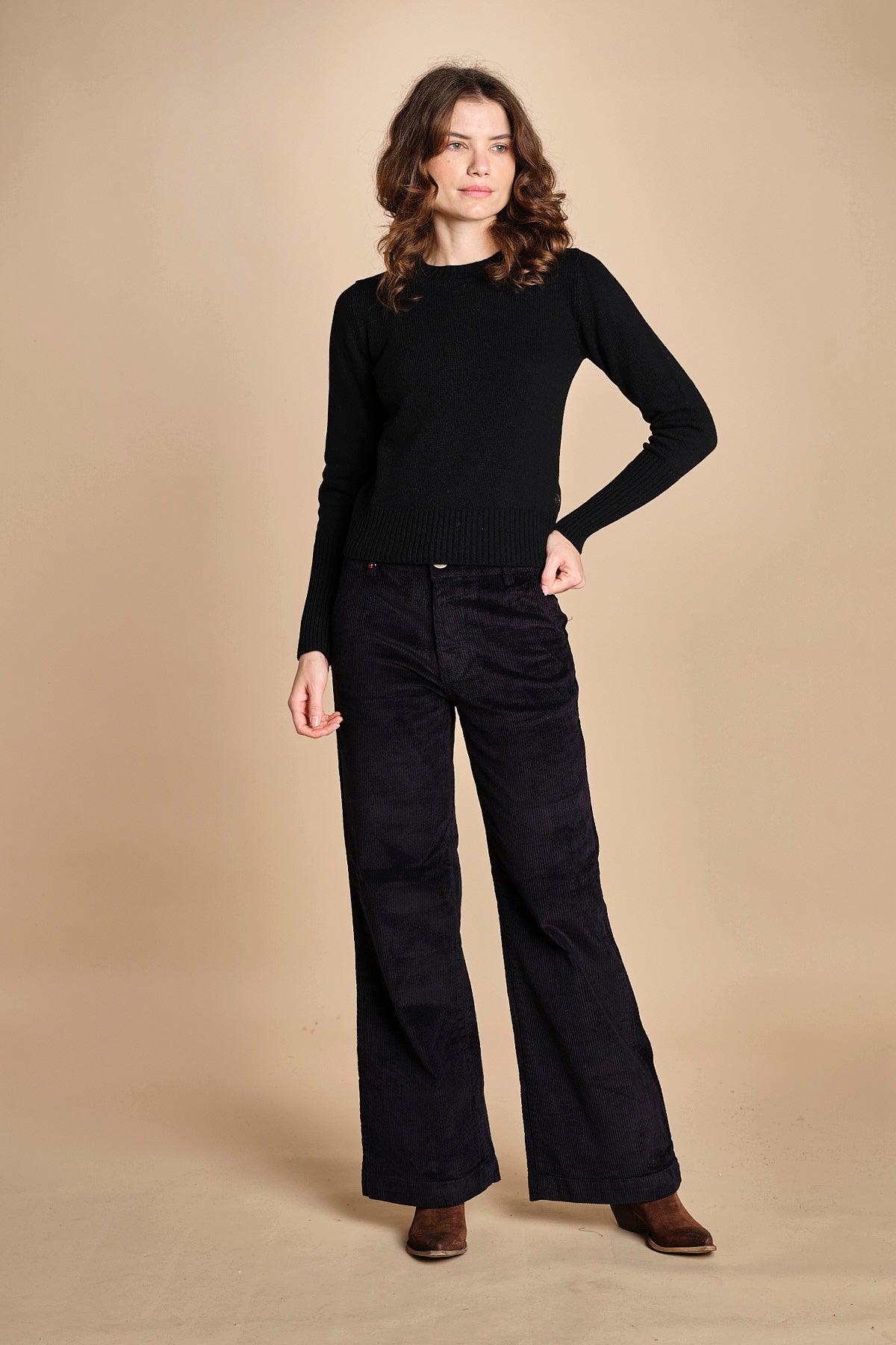 pantalone mano velluto FAUSTINE BLACK fam 