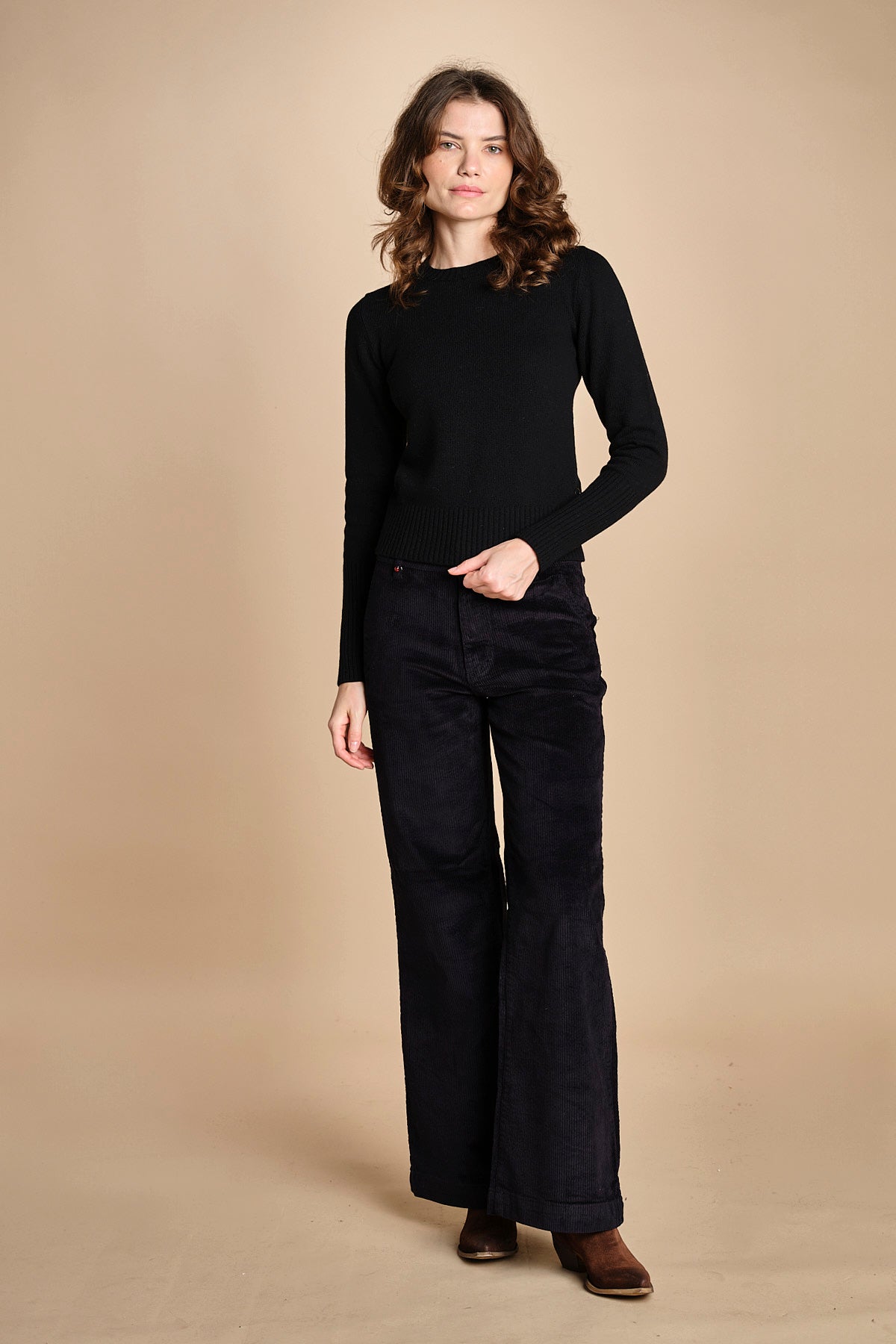 pantalone mano velluto FAUSTINE BLACK fam 