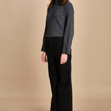 denim a zampa con taschine FAUVE BLACK fam 