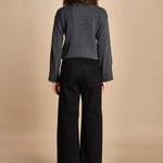 denim a zampa con taschine FAUVE BLACK fam 