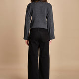 denim a zampa con taschine FAUVE BLACK fam 