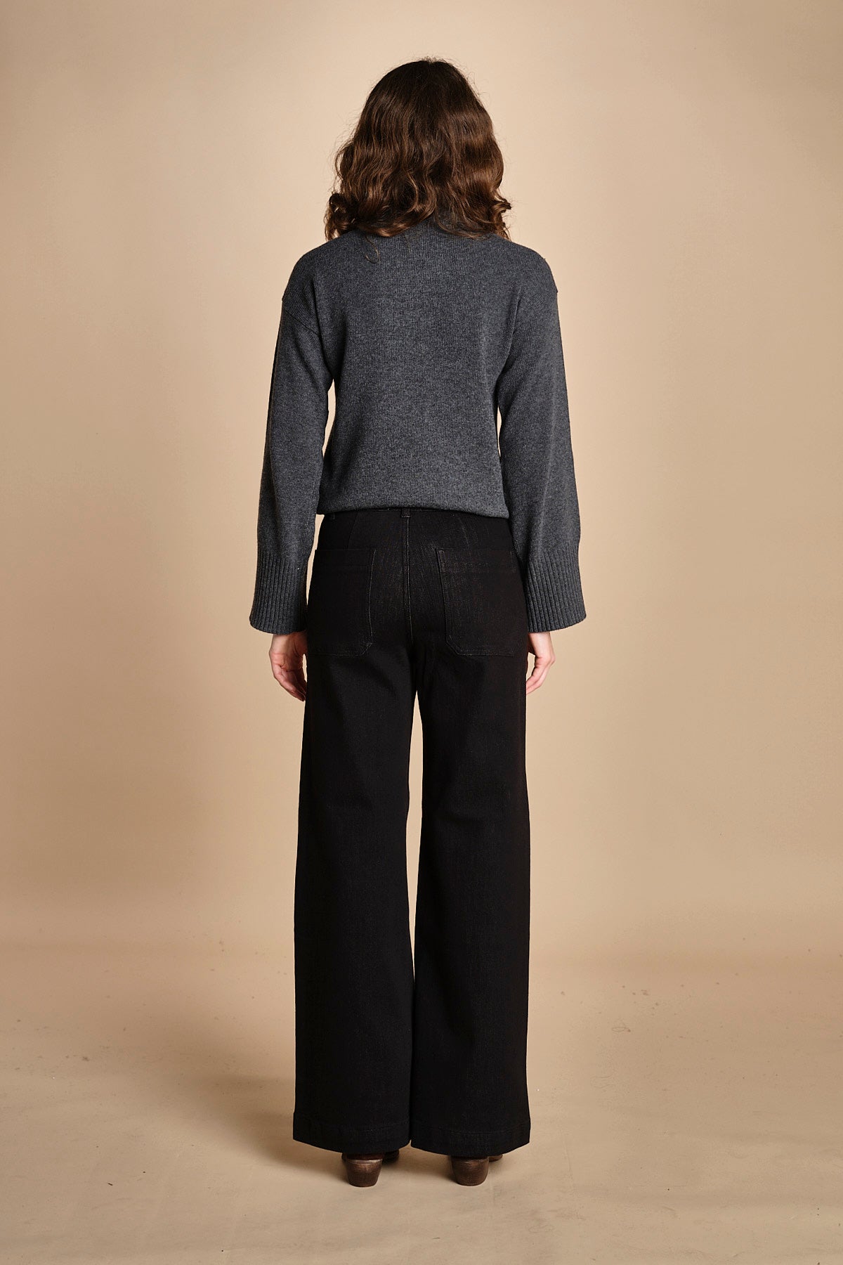denim a zampa con taschine FAUVE BLACK fam 