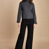 denim a zampa con taschine FAUVE BLACK fam 