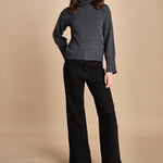 denim a zampa con taschine FAUVE BLACK fam 