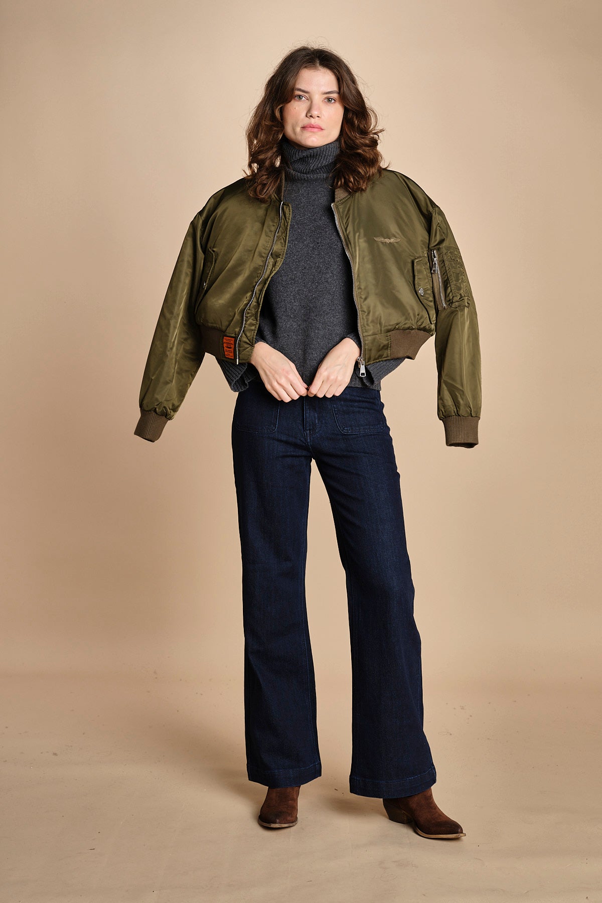 denim a zampa con taschine FAUVE INDIGO fam 