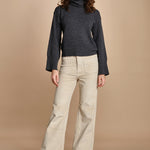 pantalone a zampa con taschine FAUVE WX BEIGE fam 