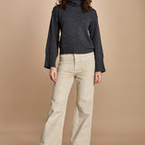 pantalone a zampa con taschine FAUVE WX BEIGE fam 