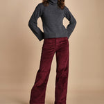 pantalone a zampa con taschine FAUVE WX BORDEAUX fam 