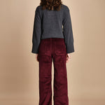 pantalone a zampa con taschine FAUVE WX BORDEAUX fam 