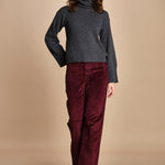 pantalone a zampa con taschine FAUVE WX BORDEAUX fam 