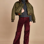 pantalone a zampa con taschine FAUVE WX BORDEAUX fam 