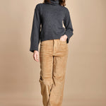 pantalone a zampa con taschine FAUVE WX CAMEL fam 
