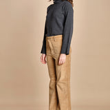 pantalone a zampa con taschine FAUVE WX CAMEL fam 