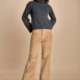 pantalone a zampa con taschine FAUVE WX CAMEL fam 