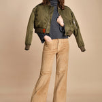 pantalone a zampa con taschine FAUVE WX CAMEL fam 