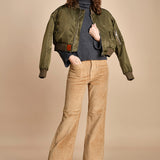 pantalone a zampa con taschine FAUVE WX CAMEL fam 